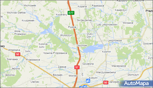 mapa Głuchów gmina Grójec, Głuchów gmina Grójec na mapie Targeo