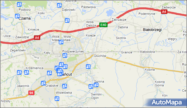 mapa Głuchów gmina Łańcut, Głuchów gmina Łańcut na mapie Targeo