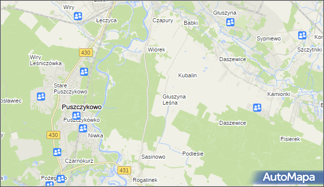 mapa Głuszyna Leśna, Głuszyna Leśna na mapie Targeo