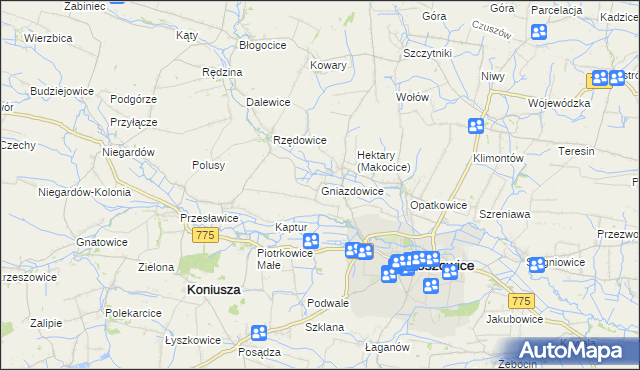 mapa Gniazdowice, Gniazdowice na mapie Targeo