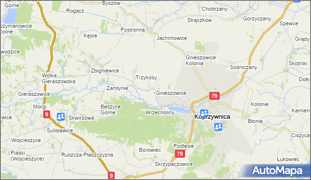 mapa Gnieszowice, Gnieszowice na mapie Targeo