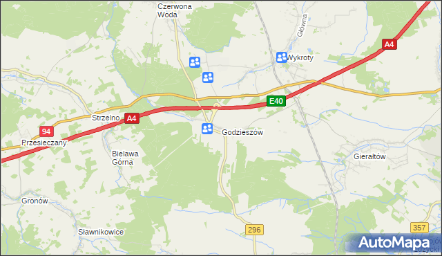 mapa Godzieszów, Godzieszów na mapie Targeo