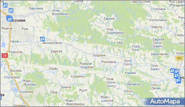 mapa Gogołów gmina Frysztak, Gogołów gmina Frysztak na mapie Targeo