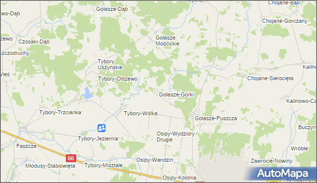 mapa Gołasze-Górki, Gołasze-Górki na mapie Targeo