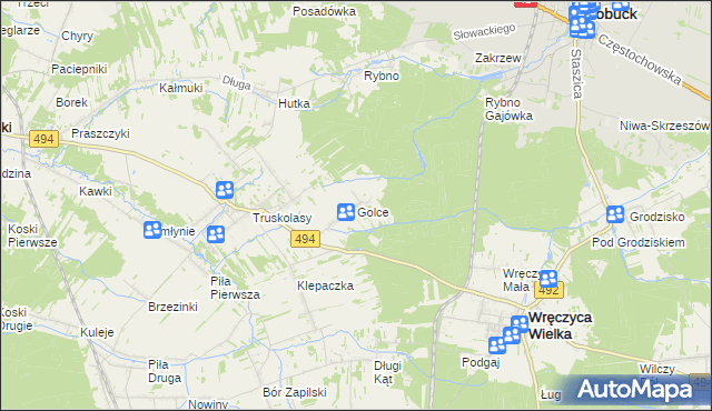 mapa Golce gmina Wręczyca Wielka, Golce gmina Wręczyca Wielka na mapie Targeo