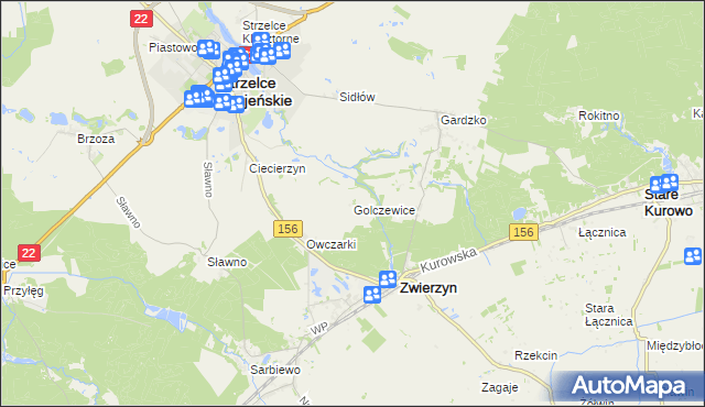 mapa Golczewice, Golczewice na mapie Targeo