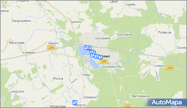 mapa Golczewo powiat kamieński, Golczewo powiat kamieński na mapie Targeo