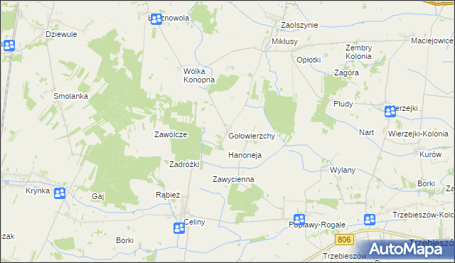mapa Gołowierzchy, Gołowierzchy na mapie Targeo