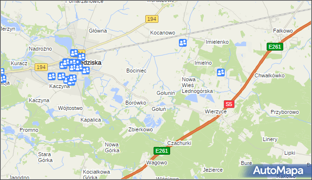 mapa Gołunin, Gołunin na mapie Targeo