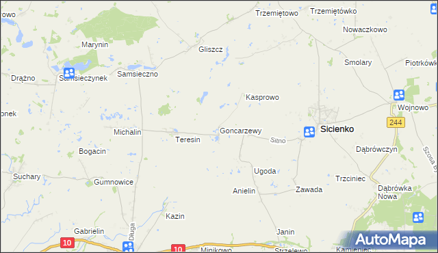 mapa Goncarzewy, Goncarzewy na mapie Targeo