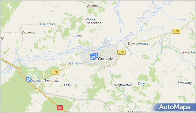 mapa Goniądz, Goniądz na mapie Targeo