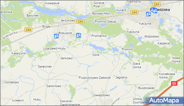 mapa Góra gmina Pobiedziska, Góra gmina Pobiedziska na mapie Targeo