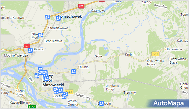 mapa Góra gmina Wieliszew, Góra gmina Wieliszew na mapie Targeo