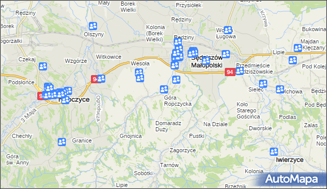 mapa Góra Ropczycka, Góra Ropczycka na mapie Targeo