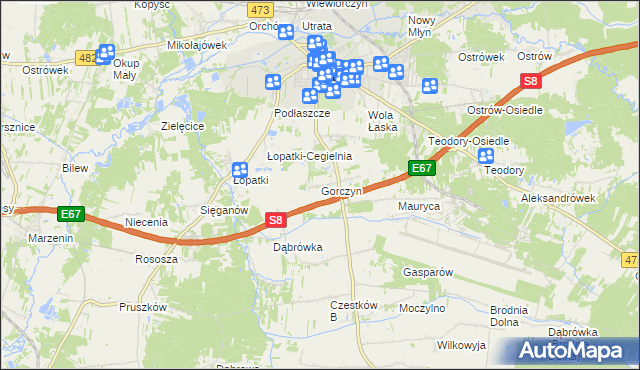 mapa Gorczyn, Gorczyn na mapie Targeo