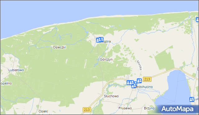 mapa Górczyn gmina Krokowa, Górczyn gmina Krokowa na mapie Targeo