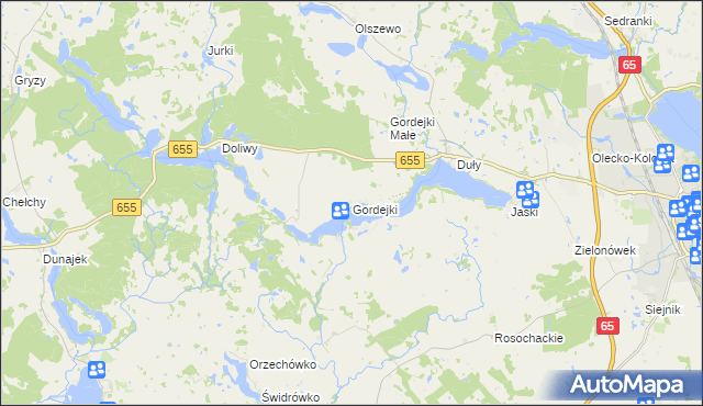 mapa Gordejki, Gordejki na mapie Targeo