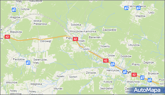 mapa Górki gmina Bliżyn, Górki gmina Bliżyn na mapie Targeo