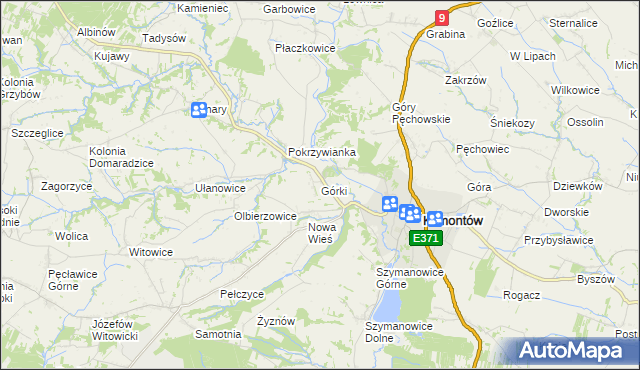 mapa Górki gmina Klimontów, Górki gmina Klimontów na mapie Targeo