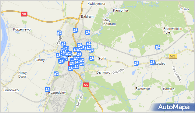 mapa Górki gmina Kwidzyn, Górki gmina Kwidzyn na mapie Targeo