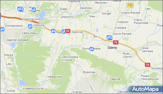 mapa Górno-Zawada, Górno-Zawada na mapie Targeo