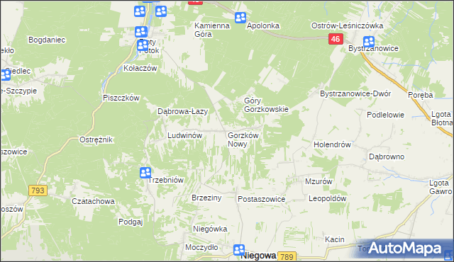 mapa Gorzków Nowy, Gorzków Nowy na mapie Targeo