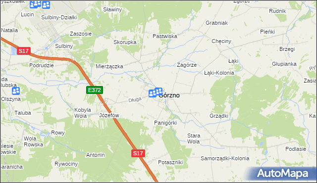 mapa Górzno powiat garwoliński, Górzno powiat garwoliński na mapie Targeo