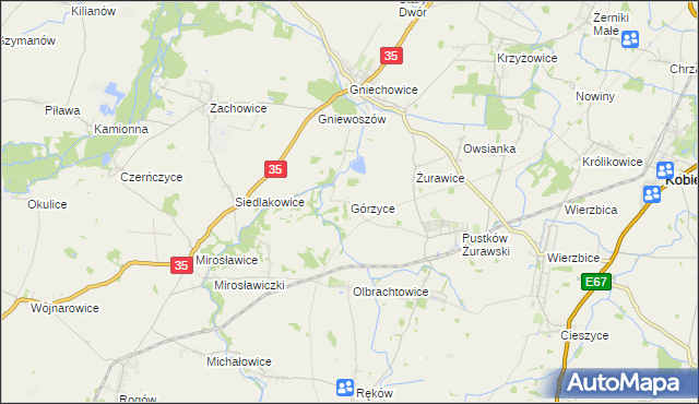 mapa Górzyce, Górzyce na mapie Targeo