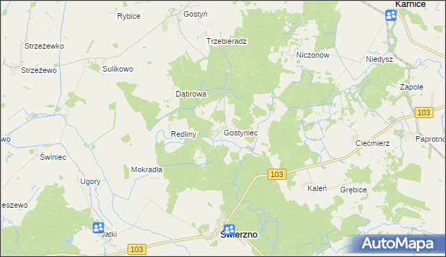 mapa Gostyniec, Gostyniec na mapie Targeo