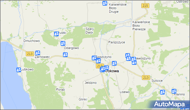 mapa Goszczyno gmina Krokowa, Goszczyno gmina Krokowa na mapie Targeo