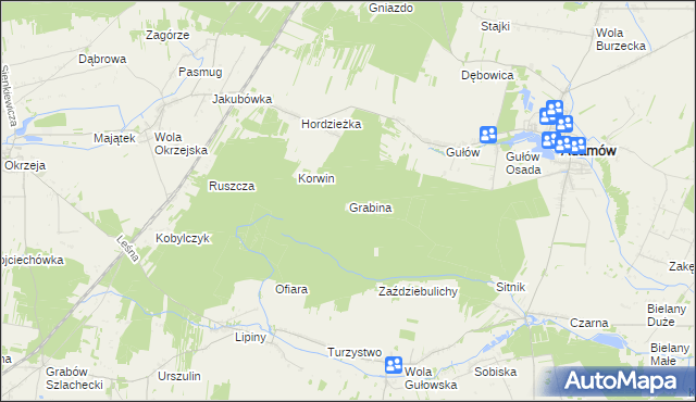 mapa Grabina gmina Adamów, Grabina gmina Adamów na mapie Targeo