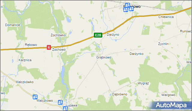 mapa Grąbkowo gmina Potęgowo, Grąbkowo gmina Potęgowo na mapie Targeo