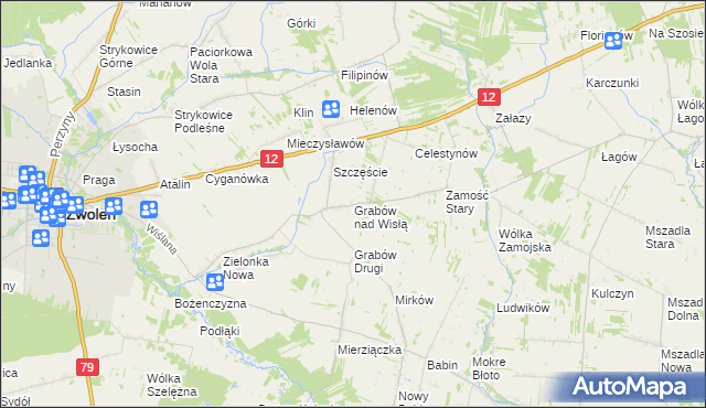 mapa Grabów nad Wisłą, Grabów nad Wisłą na mapie Targeo