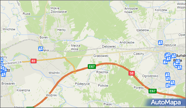 mapa Grabowiec gmina Sieradz, Grabowiec gmina Sieradz na mapie Targeo