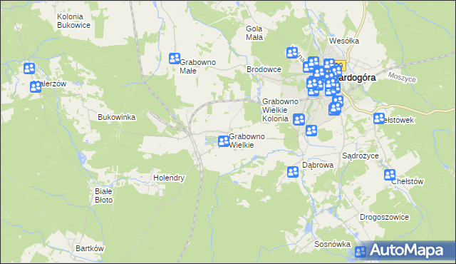 mapa Grabowno Wielkie, Grabowno Wielkie na mapie Targeo