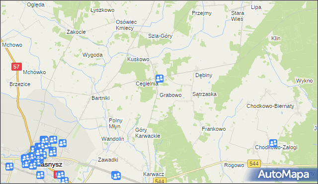 mapa Grabowo gmina Przasnysz, Grabowo gmina Przasnysz na mapie Targeo