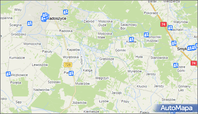 mapa Grębosze, Grębosze na mapie Targeo