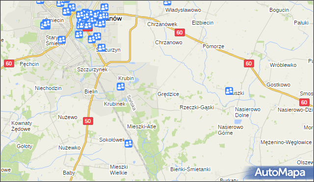 mapa Grędzice gmina Ciechanów, Grędzice gmina Ciechanów na mapie Targeo
