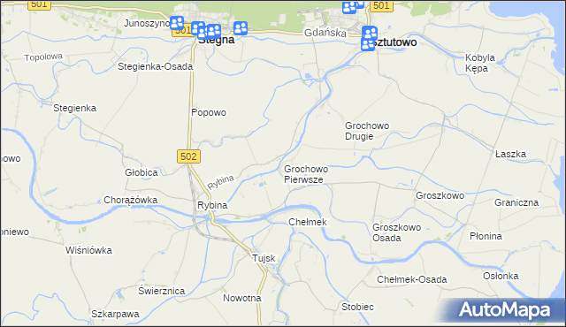 mapa Grochowo Pierwsze, Grochowo Pierwsze na mapie Targeo