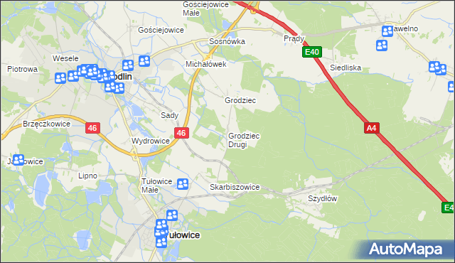 mapa Grodziec Drugi, Grodziec Drugi na mapie Targeo