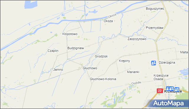 mapa Grodzisk gmina Słońsk, Grodzisk gmina Słońsk na mapie Targeo