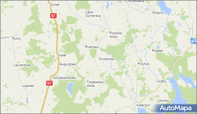 mapa Grodziska gmina Dźwierzuty, Grodziska gmina Dźwierzuty na mapie Targeo