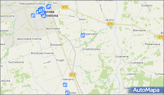 mapa Grodziszczany, Grodziszczany na mapie Targeo