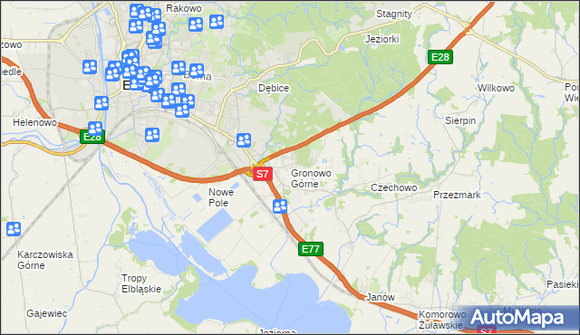 mapa Gronowo Górne, Gronowo Górne na mapie Targeo