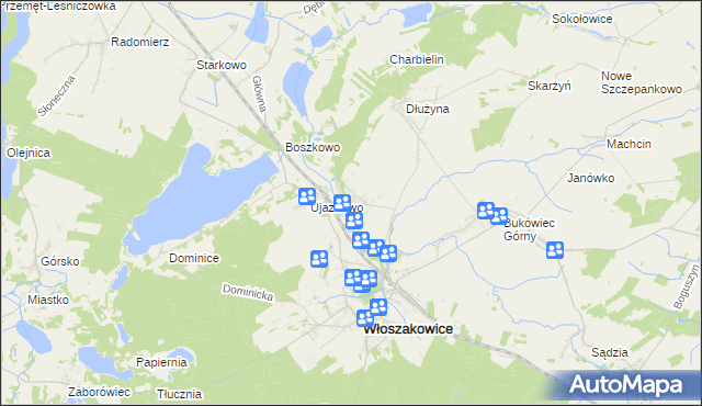 mapa Grotniki gmina Włoszakowice, Grotniki gmina Włoszakowice na mapie Targeo