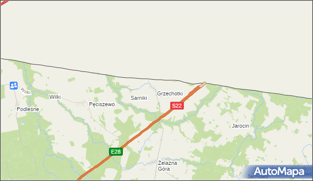 mapa Grzechotki, Grzechotki na mapie Targeo