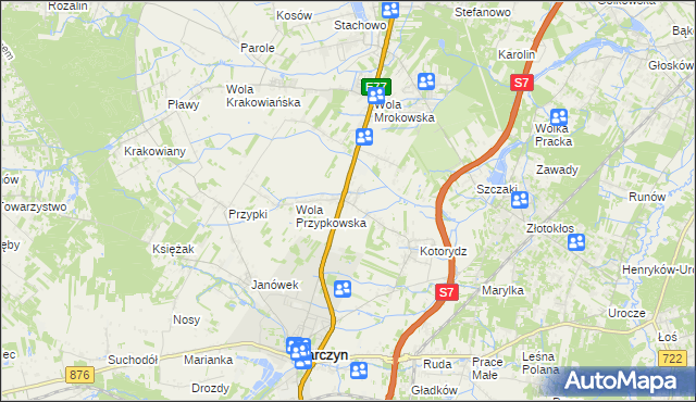 mapa Grzędy gmina Tarczyn, Grzędy gmina Tarczyn na mapie Targeo