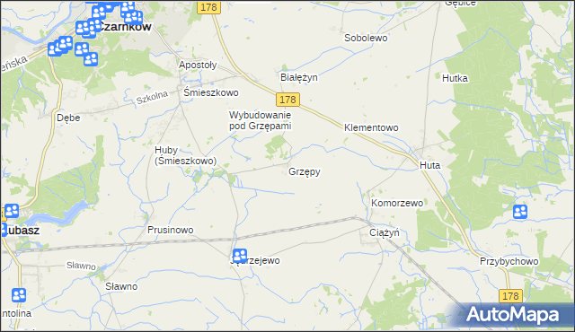 mapa Grzępy, Grzępy na mapie Targeo