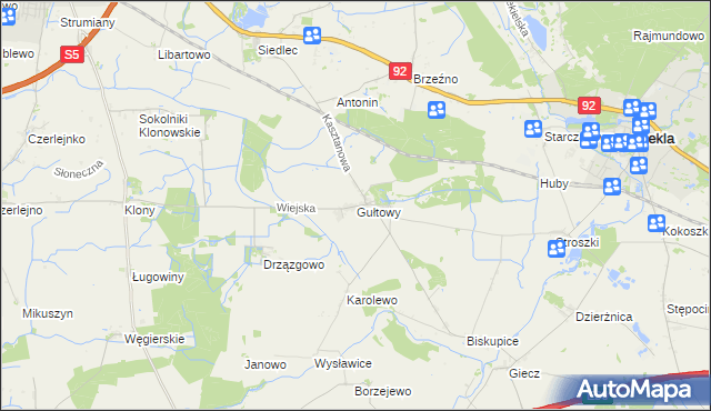 mapa Gułtowy, Gułtowy na mapie Targeo