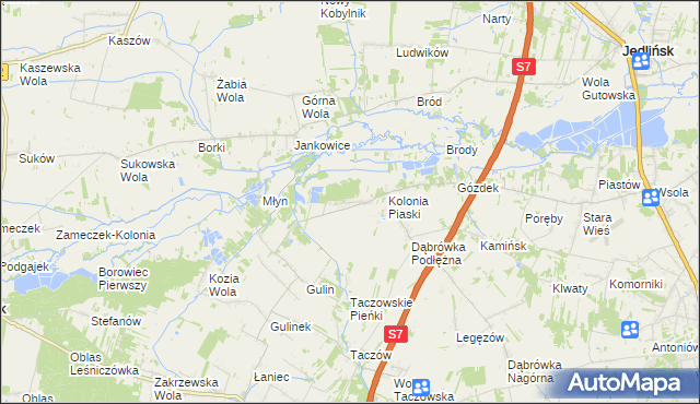 mapa Gustawów gmina Zakrzew, Gustawów gmina Zakrzew na mapie Targeo